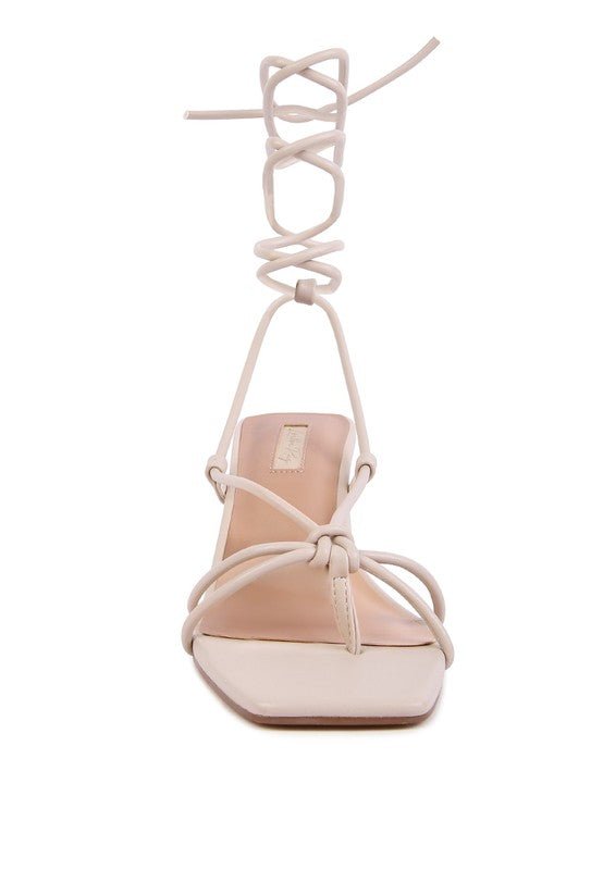 Candyland Strappy Low Heel Tie Up Sandals - ShopRbls