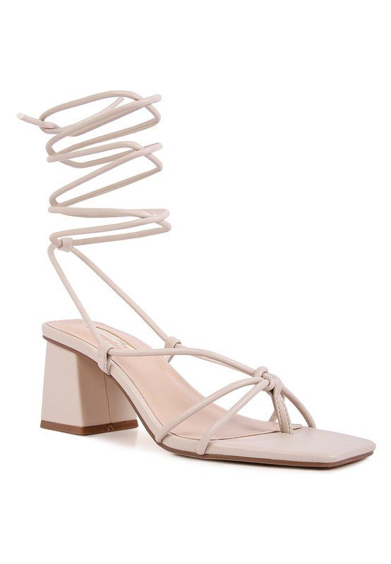 Candyland Strappy Low Heel Tie Up Sandals - ShopRbls