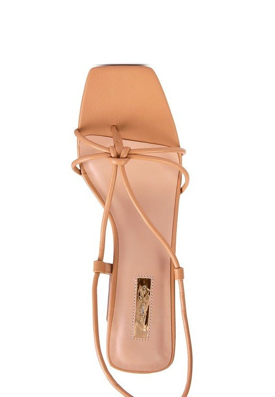 Candyland Strappy Low Heel Tie Up Sandals - ShopRbls