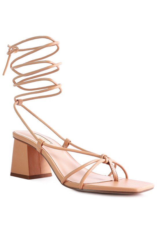 Candyland Strappy Low Heel Tie Up Sandals - ShopRbls