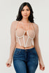 Cecilia Long Sleeve Contrast Binding Mesh Corset Top - ShopRbls