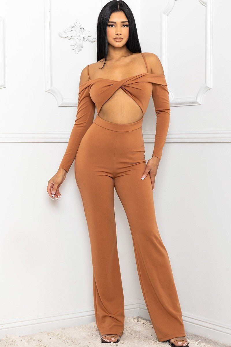 Cheers To That Open Shoulder Cutout Jumpsuit - ShopRbls