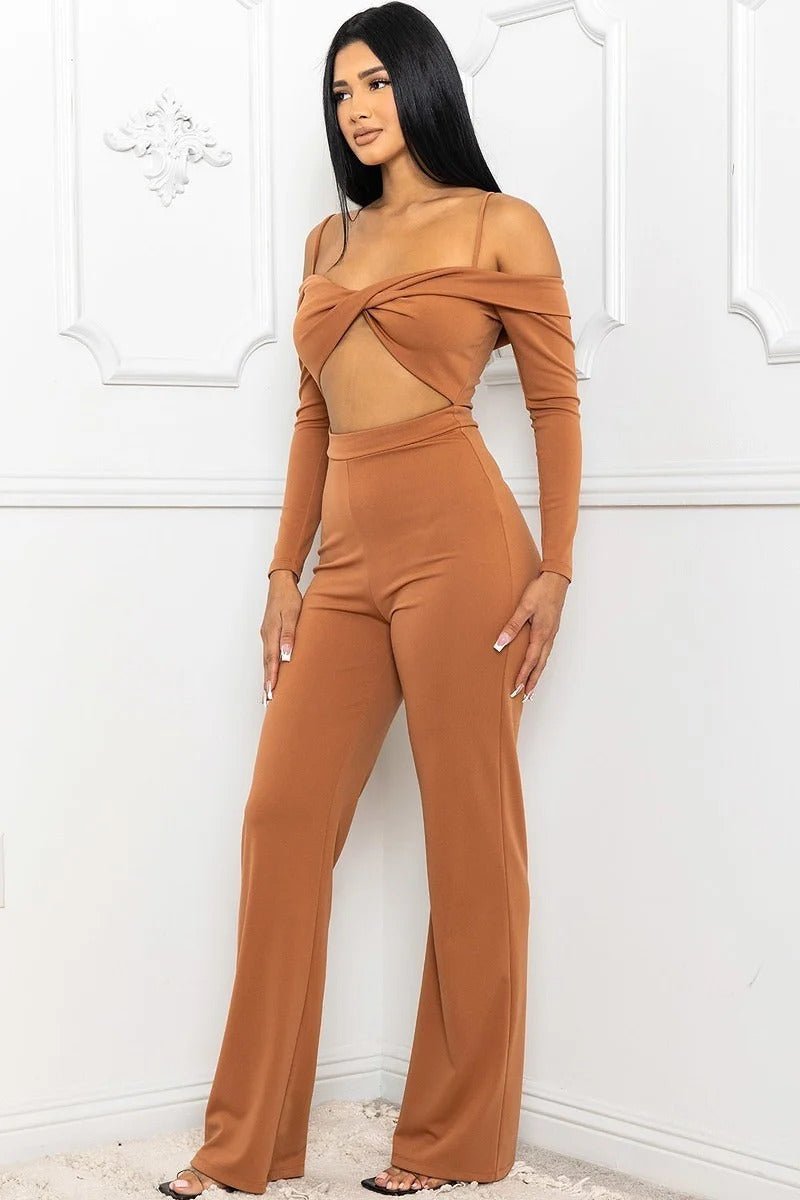 Cheers To That Open Shoulder Cutout Jumpsuit - ShopRbls