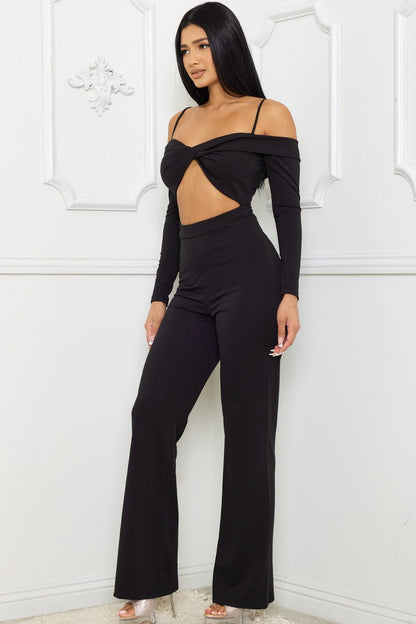 Cheers To That Open Shoulder Cutout Jumpsuit - ShopRbls