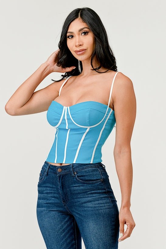 Cherie Contrast Trim Square Neck Cami Bustier Top - ShopRbls