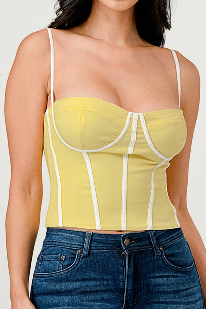 Cherie Contrast Trim Square Neck Cami Bustier Top - ShopRbls