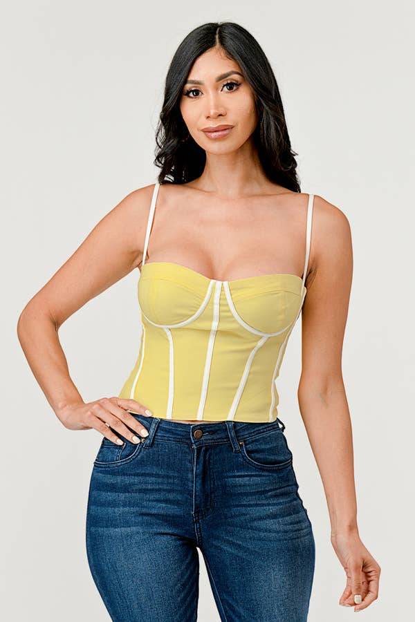 Cherie Contrast Trim Square Neck Cami Bustier Top - ShopRbls