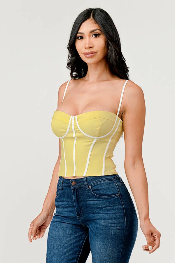 Cherie Contrast Trim Square Neck Cami Bustier Top - ShopRbls