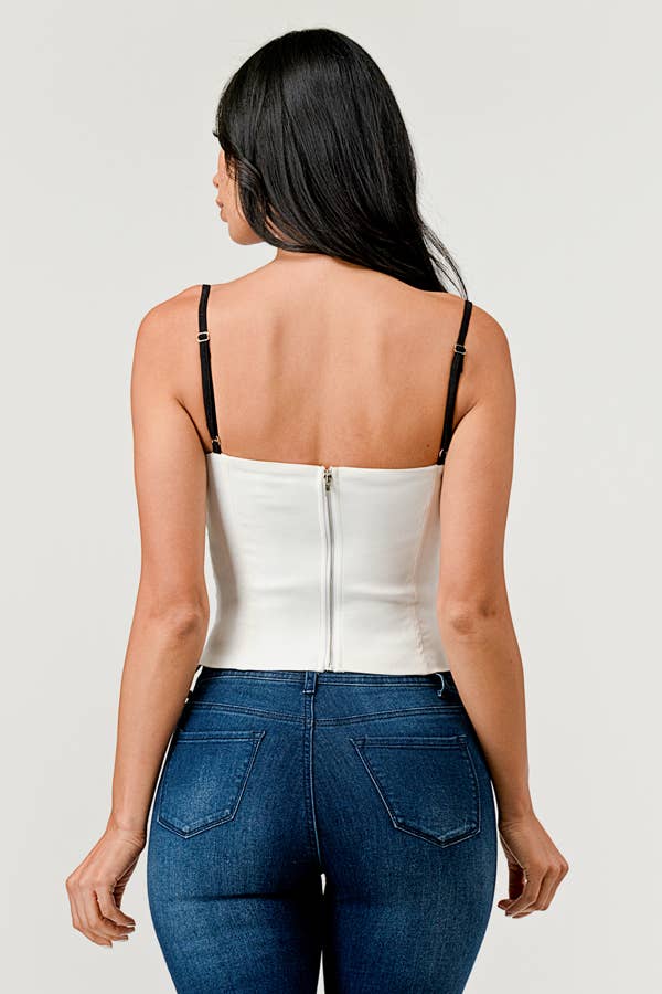 Cherie Contrast Trim Square Neck Cami Bustier Top - ShopRbls