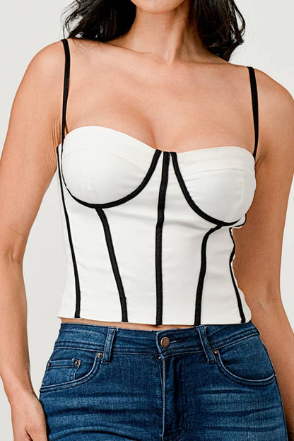 Cherie Contrast Trim Square Neck Cami Bustier Top - ShopRbls