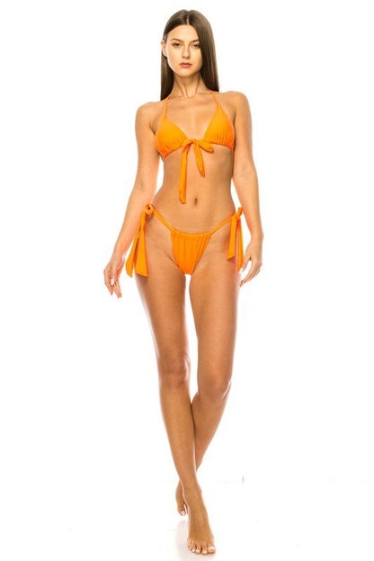 Coco Front Bow Tie Up Two Piece Bikini Set - ShopRbls