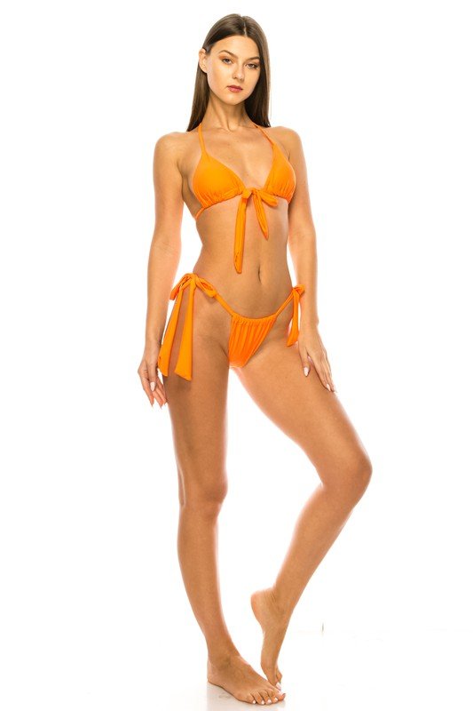 Coco Front Bow Tie Up Two Piece Bikini Set - ShopRbls