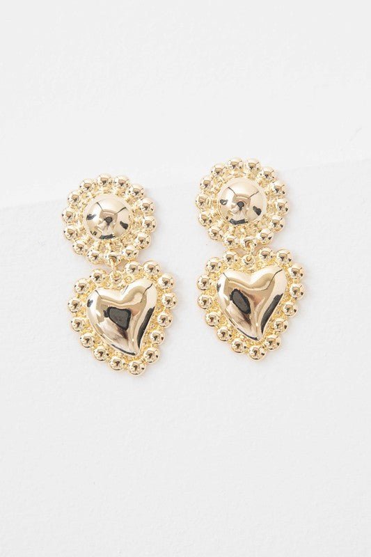 Corazon 14K Gold Heart Drop Earrings - ShopRbls