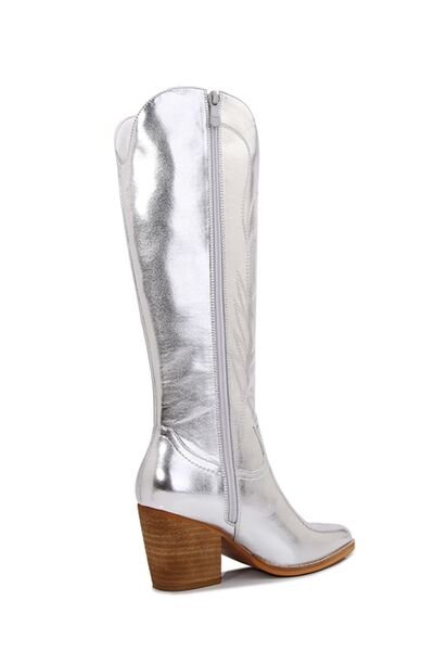 Cosmic Glow Metallic Knee High Cowboy Boots - ShopRbls