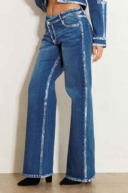 Country Gal Crossed Front Low Rise Wide Leg Jeans - ShopRbls