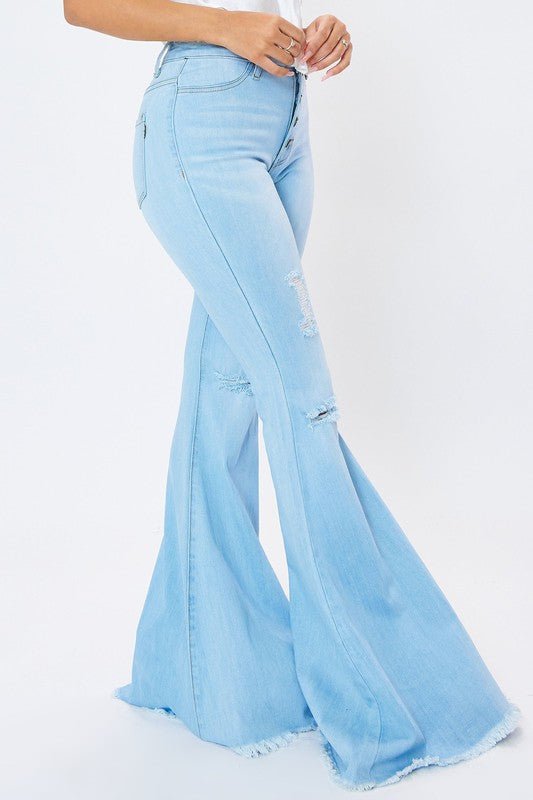 Curves Ahead High Rise Distressed Flare Jeans - ShopRbls