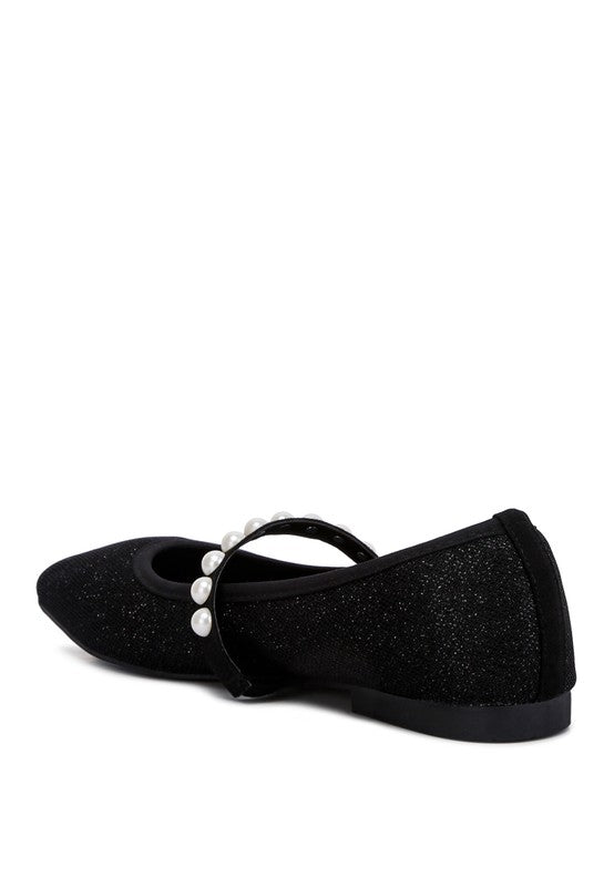 Swan Pearls Embellished Ballerina Flats