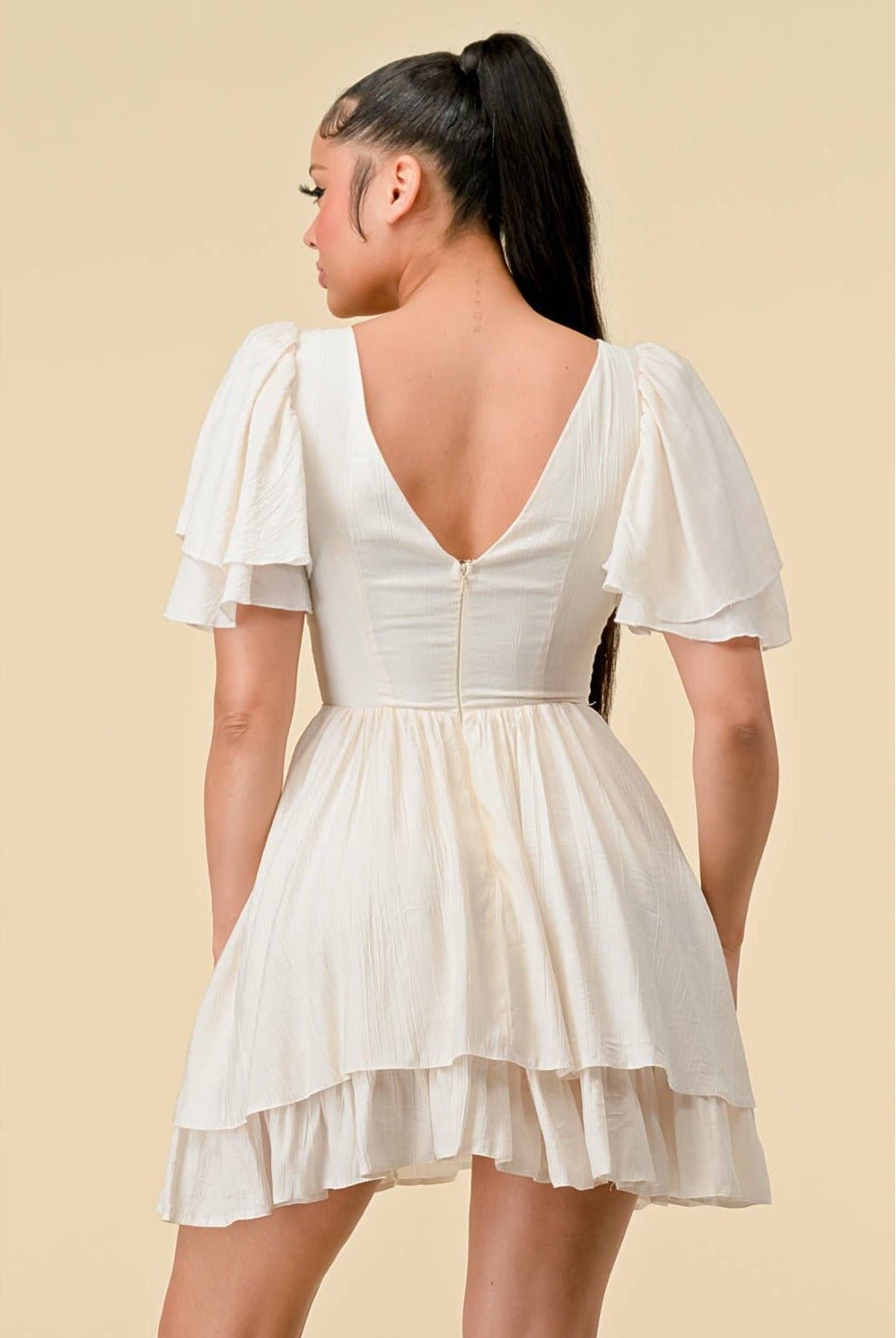 Delilah V Neck Corset Waist A Line Shift Dress - ShopRbls