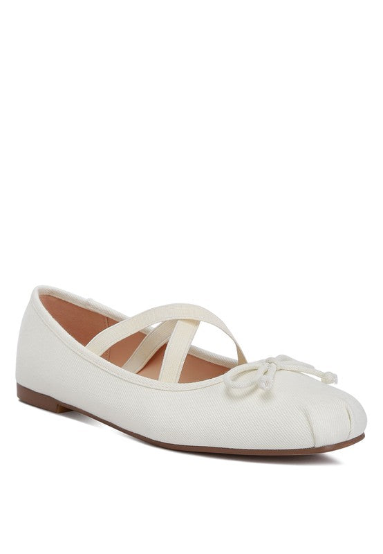 Arianna Criss Cross Strap Bow Detail Ballet Flats