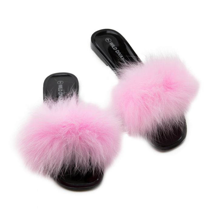 Jackie Faux Fur Jelly Flat Sandals