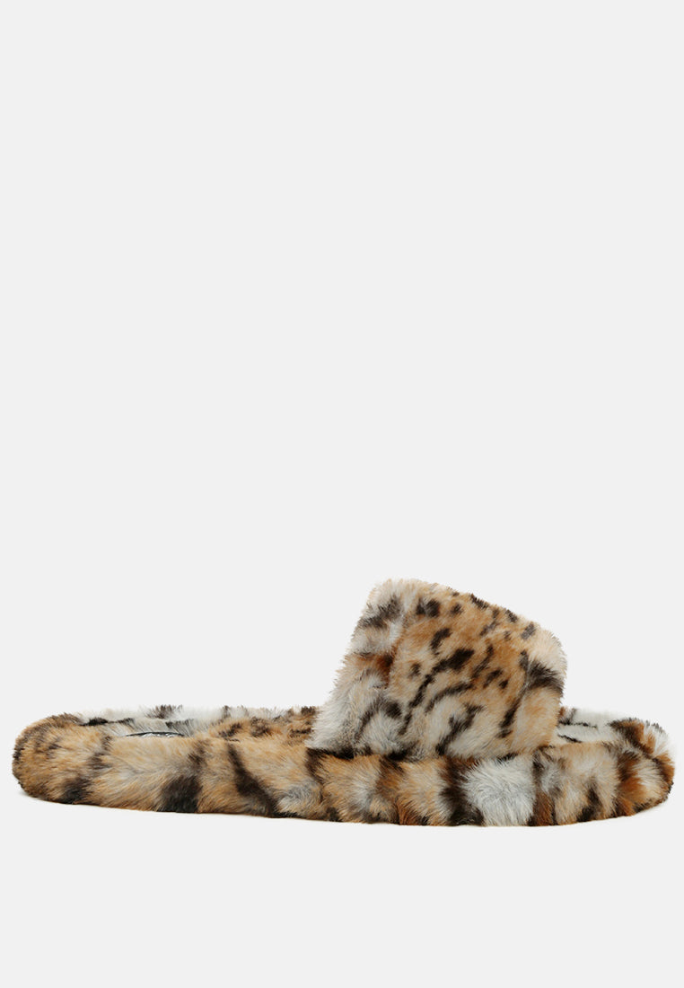 Dolce Plush Faux Fur Zebra Print Slippers