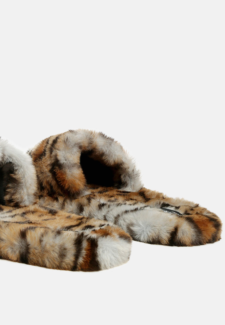 Dolce Plush Faux Fur Zebra Print Slippers