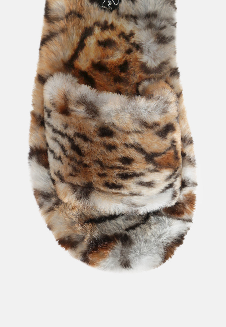 Dolce Plush Faux Fur Zebra Print Slippers