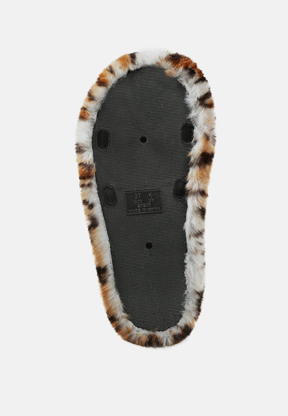 Dolce Plush Faux Fur Zebra Print Slippers