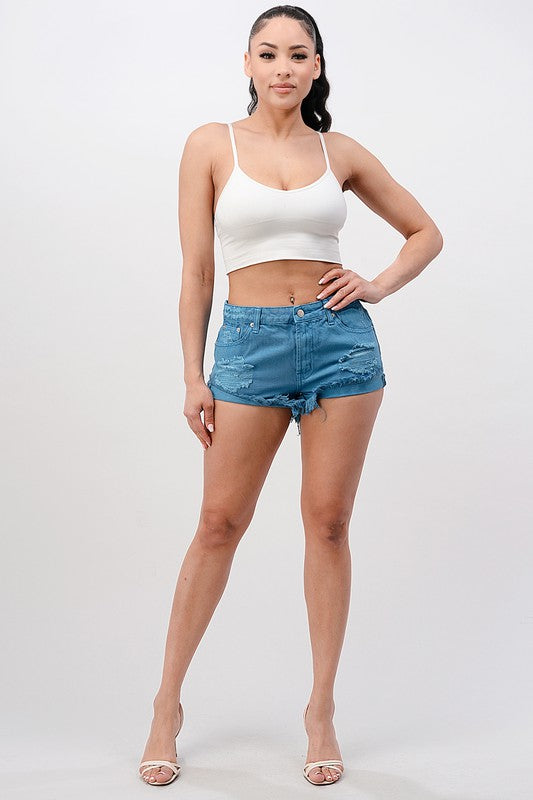 Itsy Bitsy Frayed Hem Denim Shorts